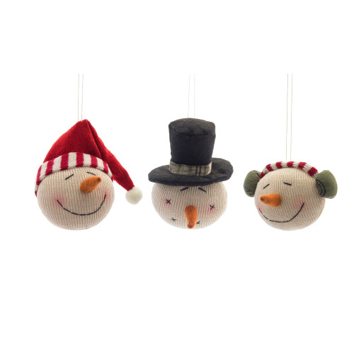 Set of 12 Snowman Head Christmas Hanging Ornament 5.75"
