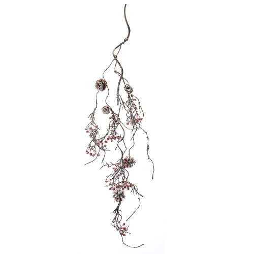 Set of 6 Brown Branch Twig and Red Berry Decorative Hanging Garland, 21.5"