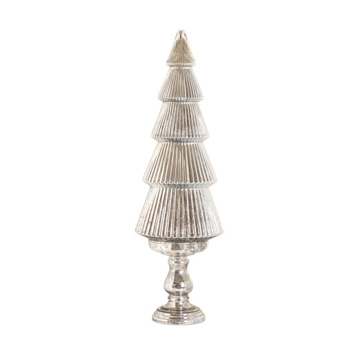 36" Silver Distressed Table Top Glass Tree on Pedestal