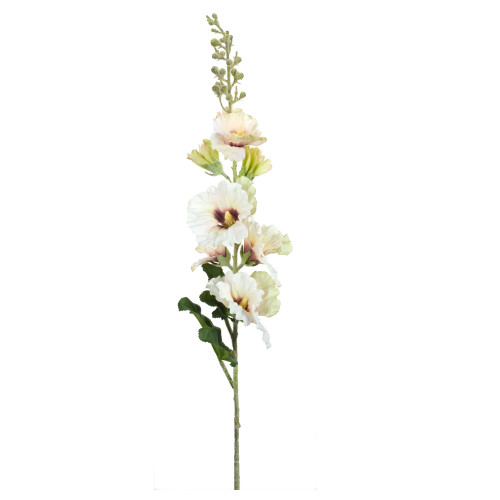 Set of 6 Cream White and Green Artificial Hollyhock Christmas Sprays 36”
