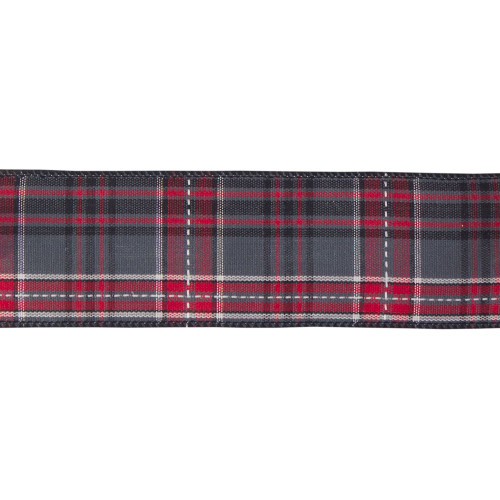 Red and Gray Checkered Christmas Wired Ribbon 2.5" x 10 Yards - 34187845