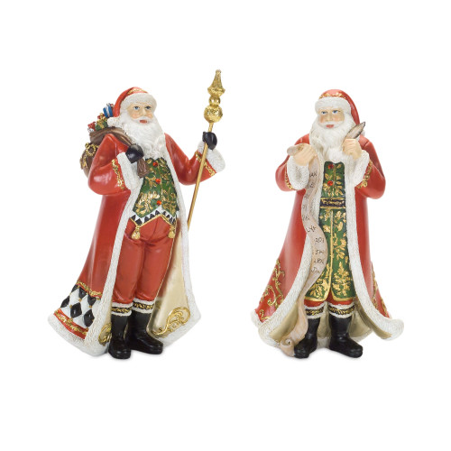 Set of 4 Multicolored Standing Santa's Figurine - 7.75"