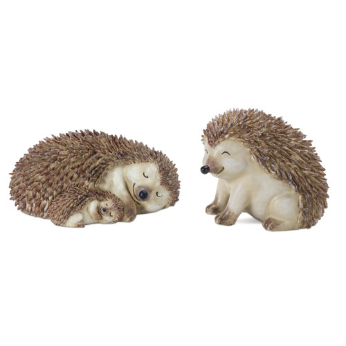 Set of 4 Brown and White Decorative Hedgehog Figurines - 4.75" - 34152840