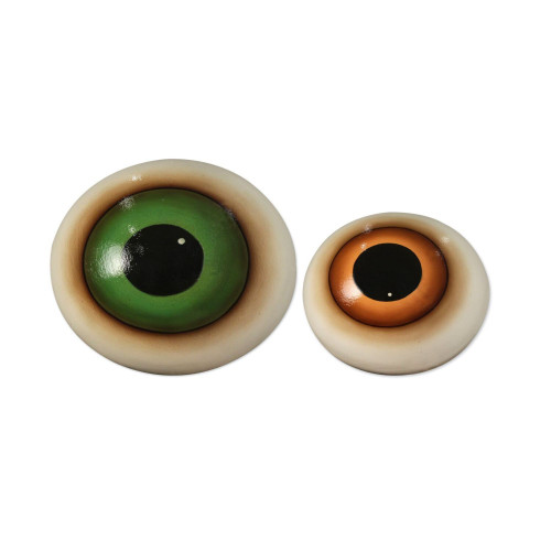 Set of 2 Green and Orange Vintage Eyeballs Halloween Tabletop Decors 7.5"