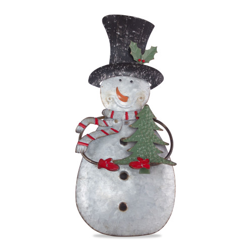 Set of 4 Gray and Black Standing Snowman Accent in Iron Finished - 18.50"