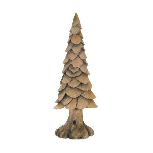 Set of 2 Brown Resin Christmas Tree Table Top Decorations 20.25"
