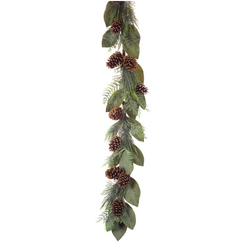 Set of 2 Artificial Green Pine and Magnolia Leaf Plastic Garland 5.5' - 34154436