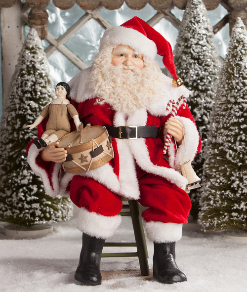 19.5" Red and White Visit from Santa Claus Christmas Tabletop Figurine