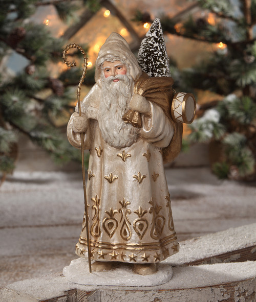 12" Ivory and Gold Peaceful Saint Nicholas Christmas Tabletop Figurine