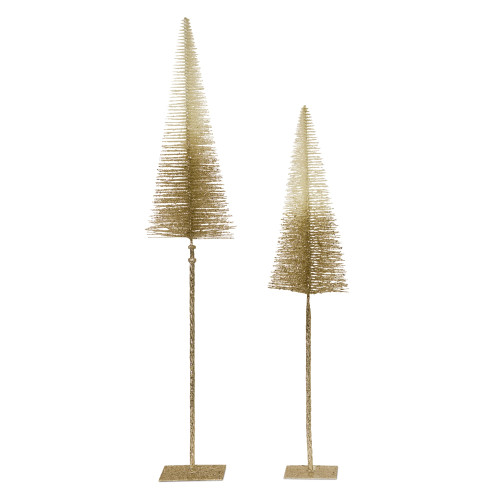 Set of 2 Gold Glittered Finish Plastic Tree Table Top Decorations 41" - 34152218