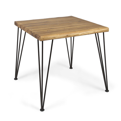 32.5" Brown and Black Contemporary Handcrafted Square Dining Table