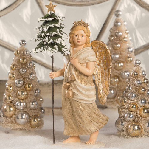 15" Ivory and Green Vintage Angel Hope Christmas Tabletop Figurine