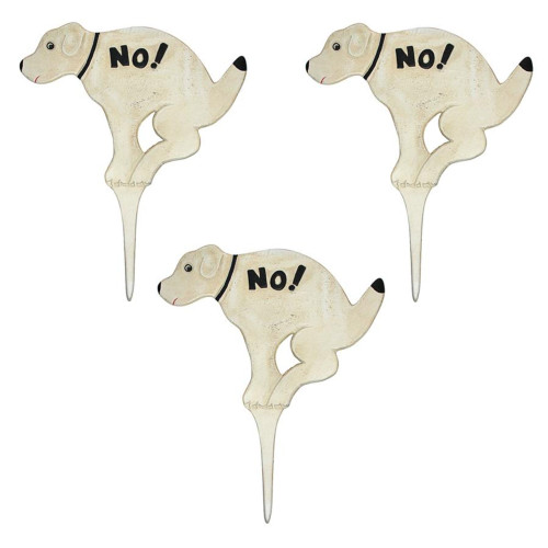 Set of 3 Cream White and Black No Pausing Pooch Signs 13"
