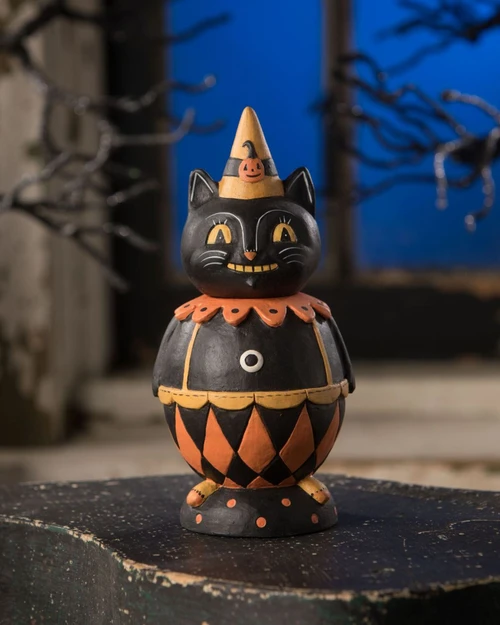 6.5" Orange and Black Jester Jack Spooks Jar Halloween Decor