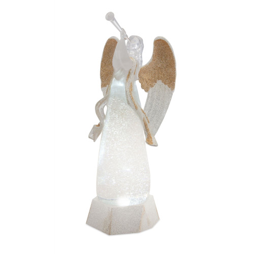 14" White and Gold Pre-Lit Angel Snow Globe with Timer Tabletop Decor - 34187831