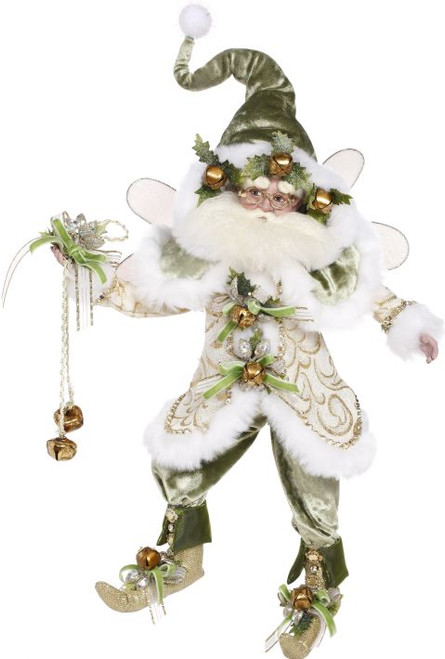 White and Green Collectible Sleighbell Christmas Fairy - Medium