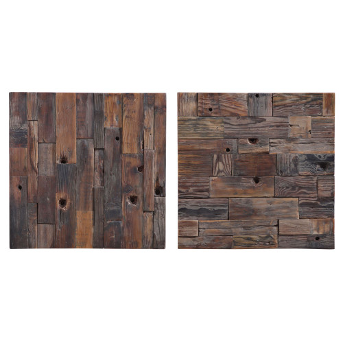 Set of 2 Brown and Gray Contemporary Square Wall Decor