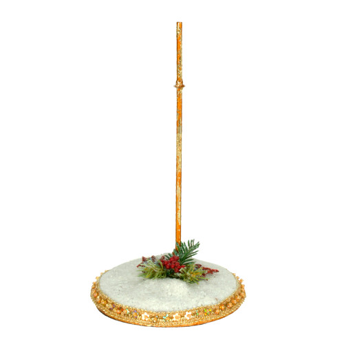 7.5" White and Gold Glittered Snow Base Small Stand