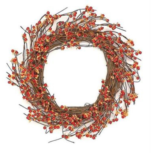 Bittersweet Artificial Spring Wreath, Red and Brown 24-Inch