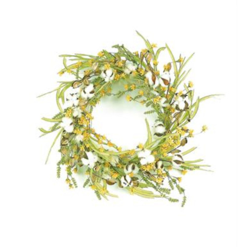 Wildflowers Artificial Spring Floral Wreath, Green 24-Inch
