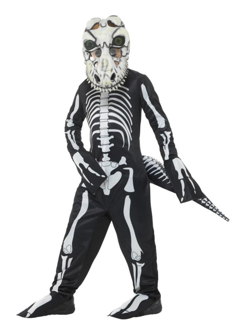 42.5" Black and White T-Rex Skeleton Boy Child Halloween Costume - Large
