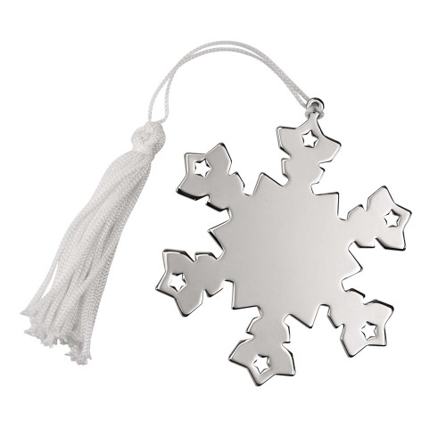 3.125" x 3.125" Snowflake Flat Ornament with White Tassel