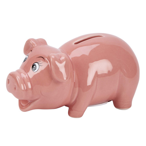 3" X 6" Pink Ceramic Pig Bank
