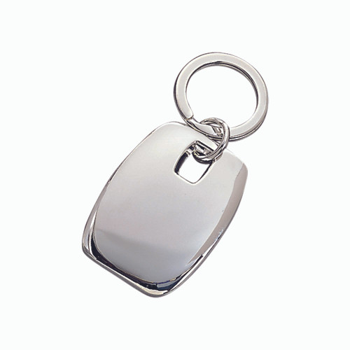 1.375" Silver Puffed Rectangular Key Tag