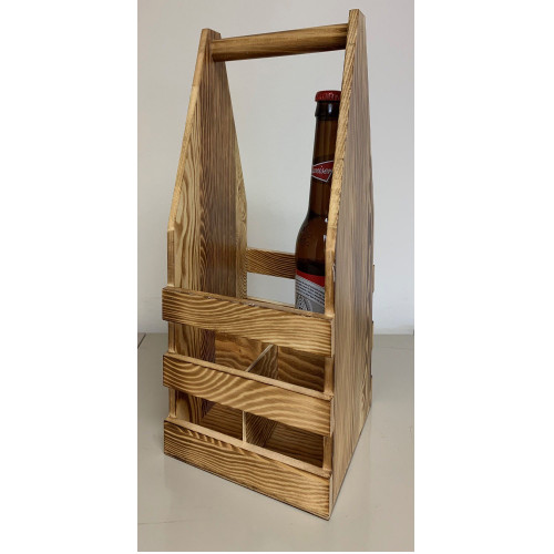 11" Wooden 4 Bottle Caddy