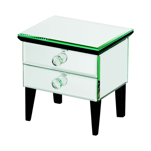 6.5" White Glass Jewelry Box with Two Drawers