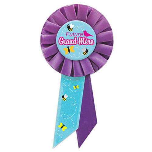 Set of 6 Purple and Blue Future Grand-Mere (Grandma To Be) Rosette Ribbon 6.5”