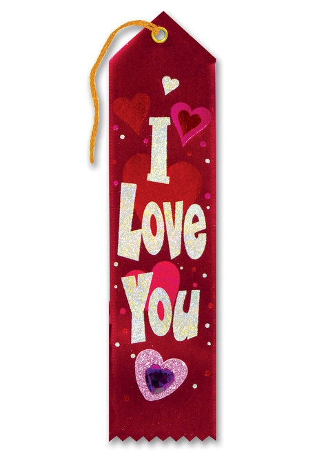 Pack of 6 Red and White "I Love You" Jeweled Valentine’s Day and Wedding Ribbon Bookmarks 8"