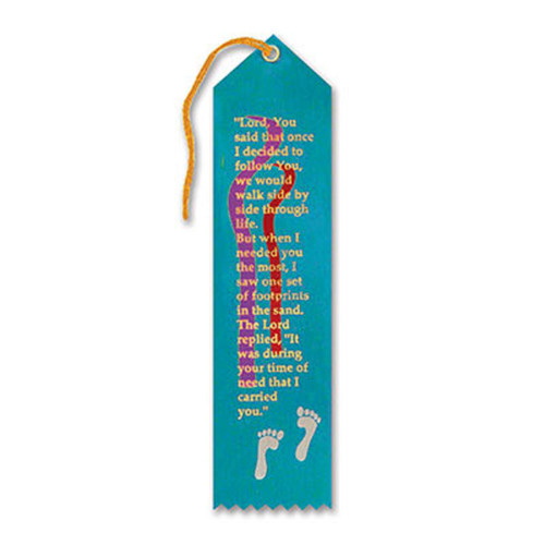 Pack of 6 Turquoises "Footprints In The Sand Award" Decorative Award Ribbon Bookmarks 8"