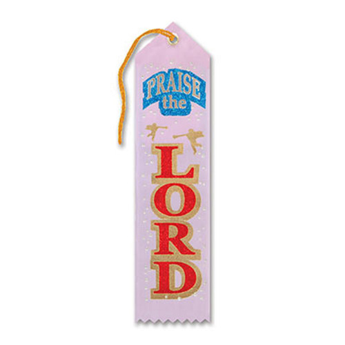 Pack of 6 Pink "Praise The Lord Award" Decorative Award Ribbon Bookmarks 8"