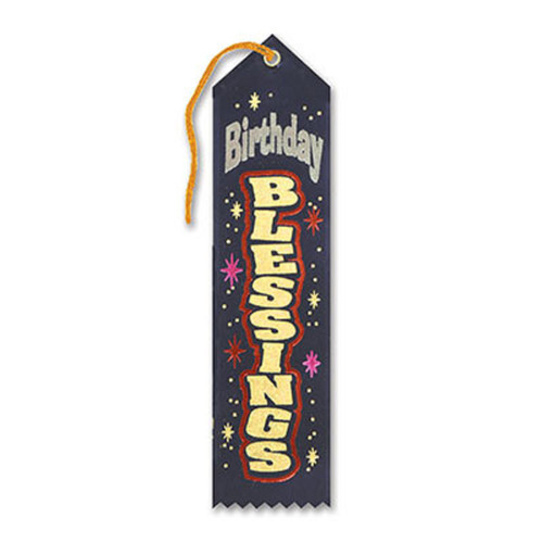 Pack of 6 Black "Navy Birthday Blessings Award" Decorative Award Ribbon Bookmarks 8"