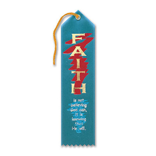 Pack of 6 Blue "Faith is Knowing Award" Decorative Award Ribbon Bookmarks 8"