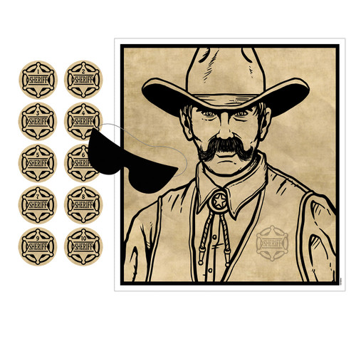 Set of 24 Brown Pin the Badge on the Sheriff Party Game 18"
