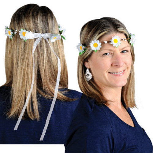 Club Pack of 12 White and Yellow Springtime Daisy Party Headbands Costume Accessories - One Size