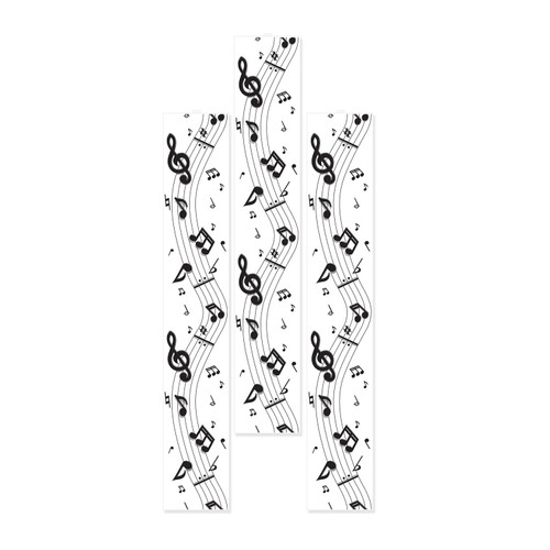 12" Black and White Musical Notes Party Panels - 36ct