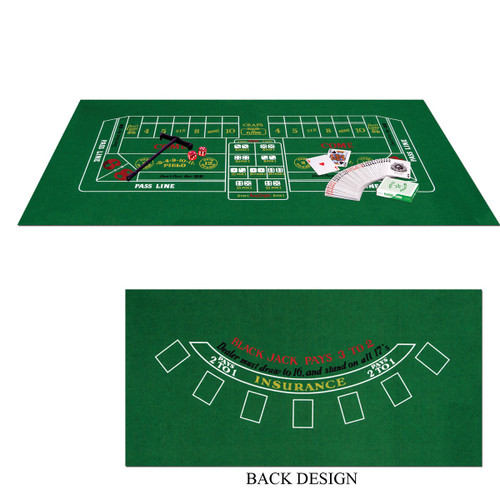 Pack of 6 Green Game Felt with Jack and Craps 38"