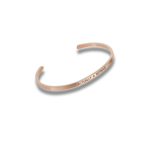 6.25" Rose Gold Tone and Black "Actually a Mermaid" Embracelet - One Size