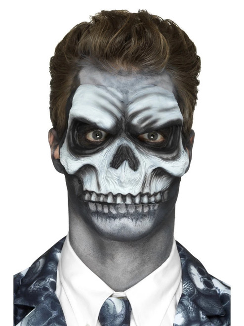 29" White and Black Skull Head Prosthetic Unisex Adult Halloween Makeup Costume Accessory