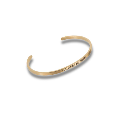 6.25" Gold Tone and Black "Following my Dreams" Embracelet - One Size