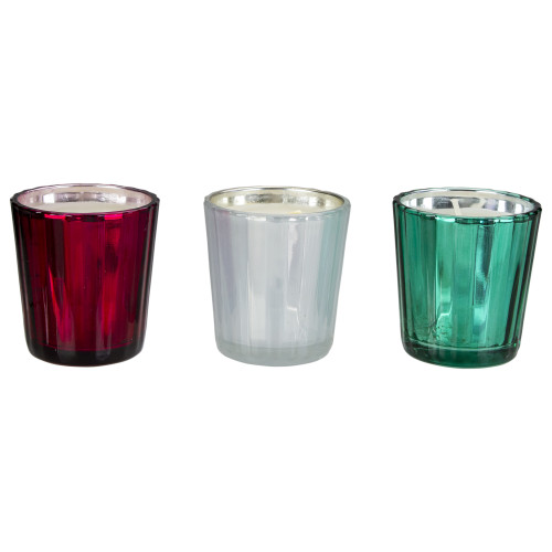 Set of 3 Christmas Mulberry Scented Votive Candles Gift Set 2.5"