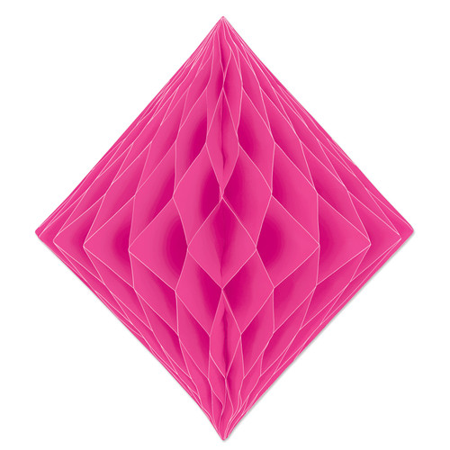 Club Pack of 12 Honeycomb Fuchsia Pink Diamond Hanging Decorations  12.5”