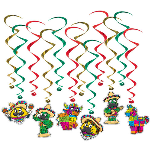72 Counts Multi color Fiesta Ceiling Whirls 30”