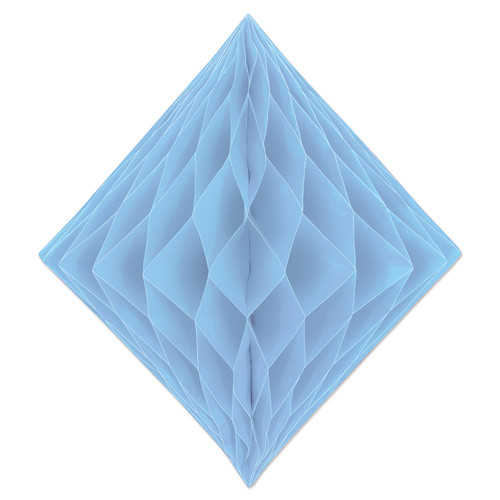 Club Pack of 12 Honeycomb Baby Blue Diamond Hanging Decorations 12.5”