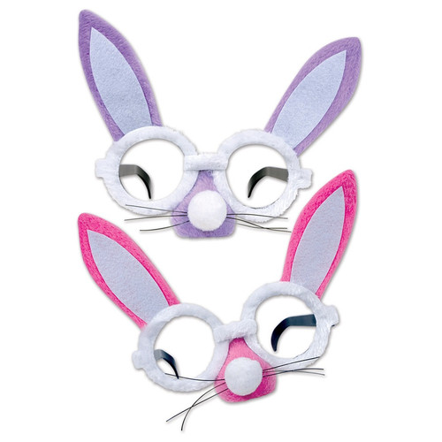 Pack of 12 Lavender and Pink Plush Bunny Glasses Easter Party Favors