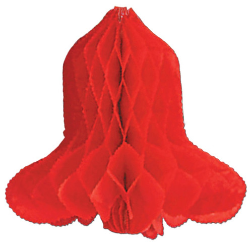 Pack of 12 Red Tissue Bell Hanging Christmas Decorations 20"