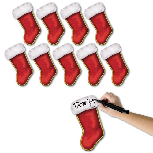 Club Pack of 120 Mini Red Printed Christmas Stocking Cutouts 7.25"